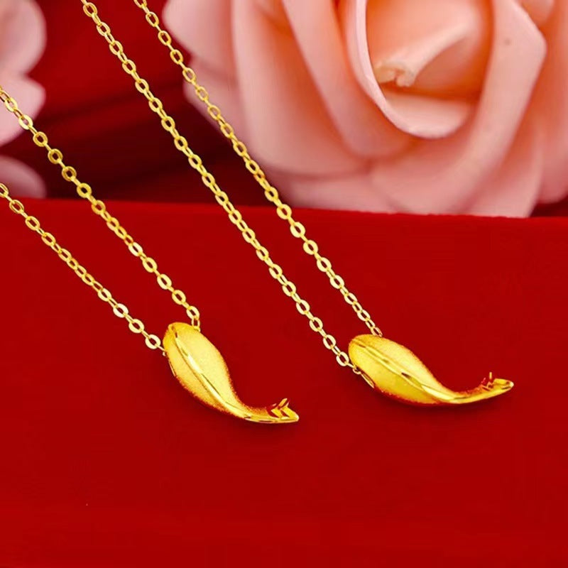 Womens Gold Whale Necklace Design Sense Does Not Lose Colour