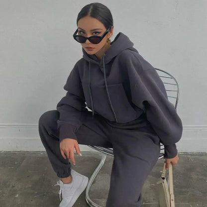 Stylish and comfortable women's autumn and winter hoodie set featuring a modern design, on display at Season Prestige Mix Shop