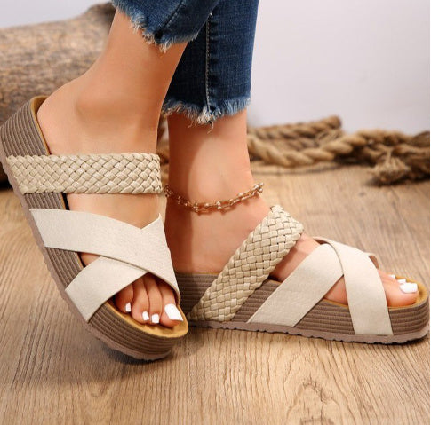 Fashion Casual Woven Solid Color Sandals
