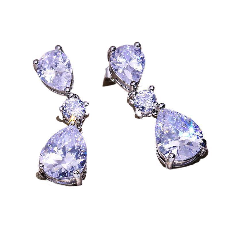 Signature Zircon Teardrop Earrings | Korean Chic