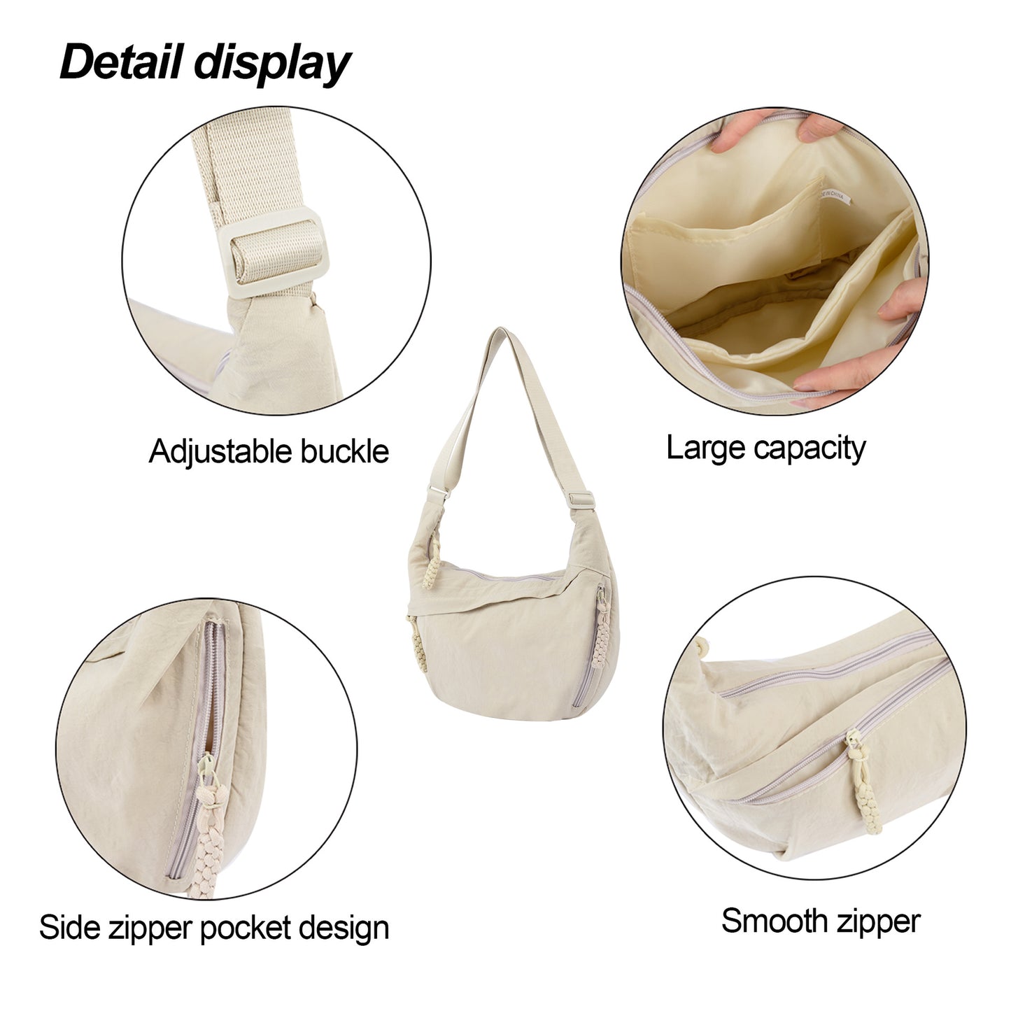 Womens High-Capacity Nylon Crossbody Bag