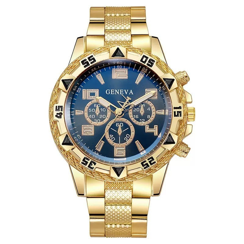 Men's Business Steel Belt Quartz Blue Light Glass Watch