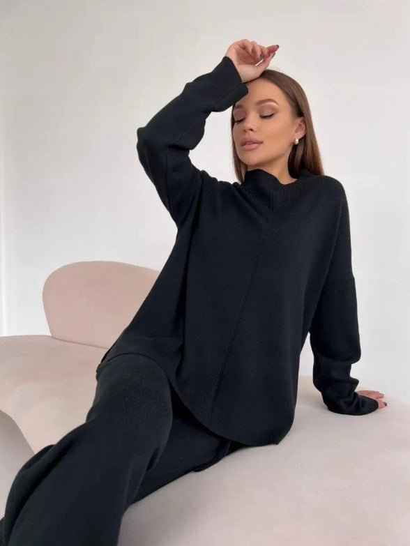 Loose Irregular Split Top and Wide Leg Pants set for Women