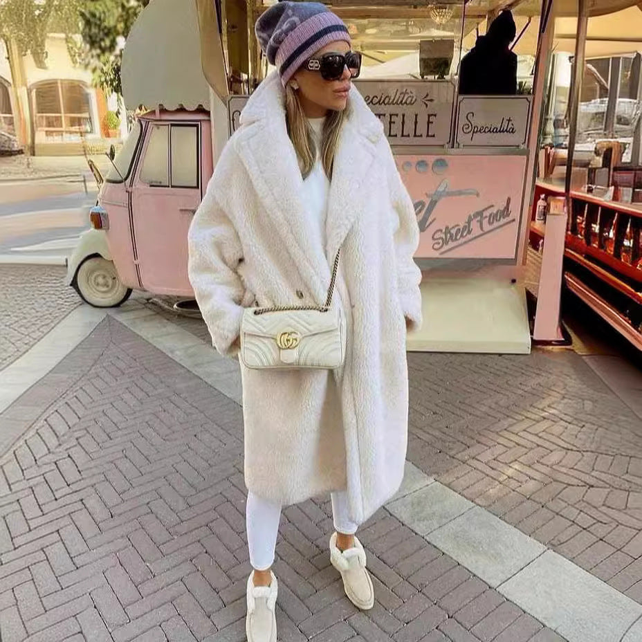 Seadonprestige Faux Fur Coat Winter Warm Thickening Long Windbreaker Women's