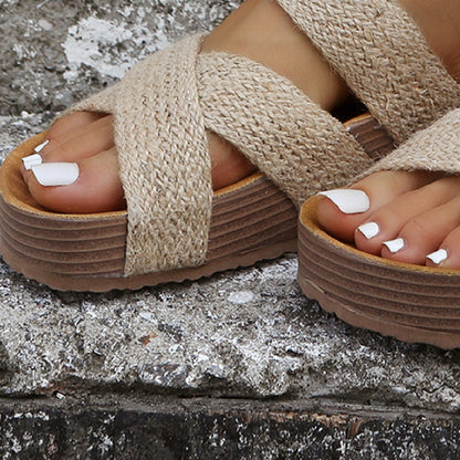 Fashion Casual Woven Solid Color Sandals