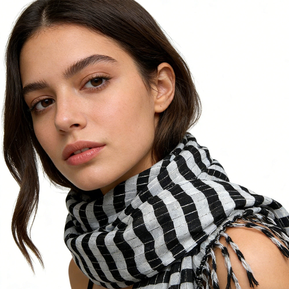 Monochrome Metallic Duo  Signature Square Scarf Set
