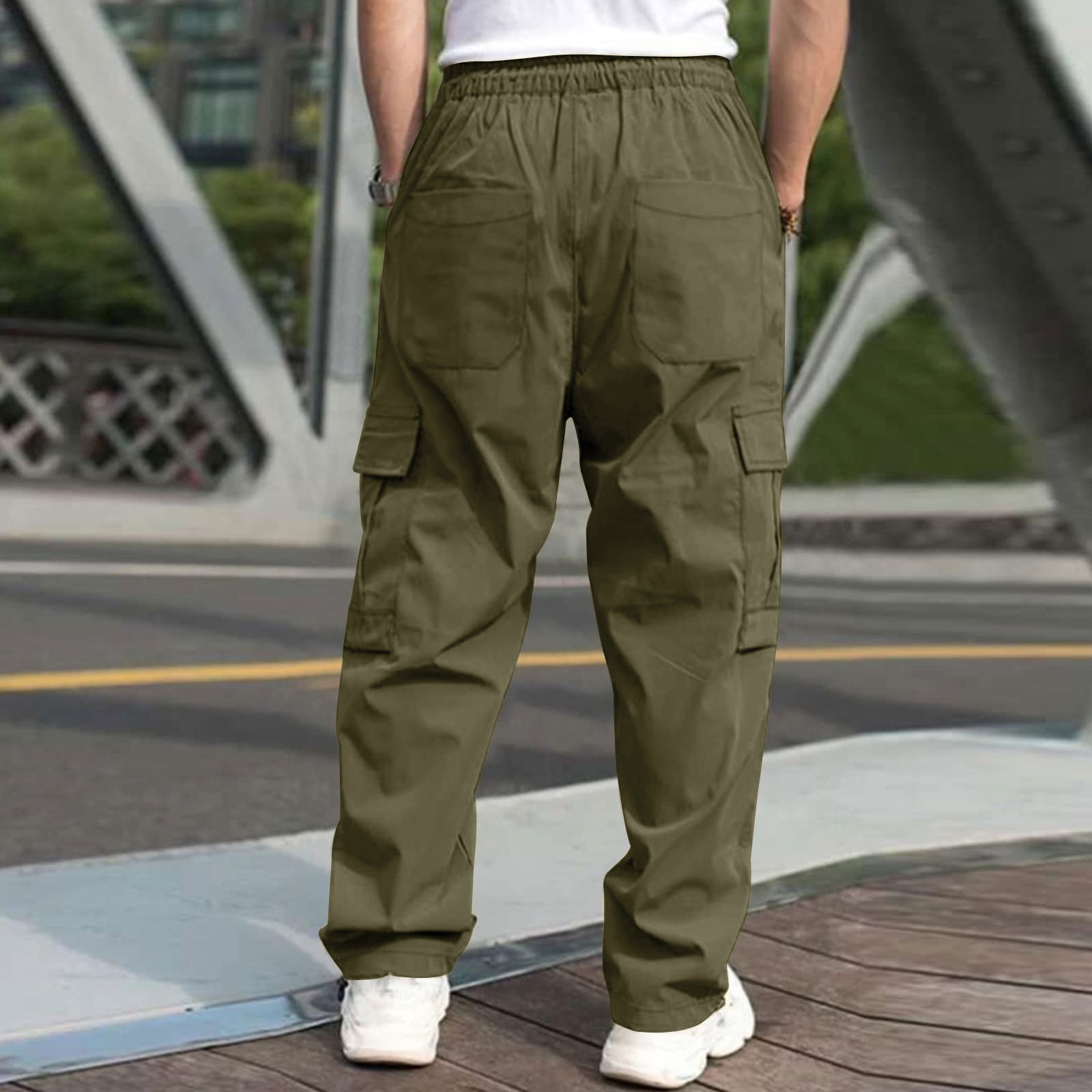 Cargo Pants For Men-Loose Straight Drawstring Trousers Season Prestige