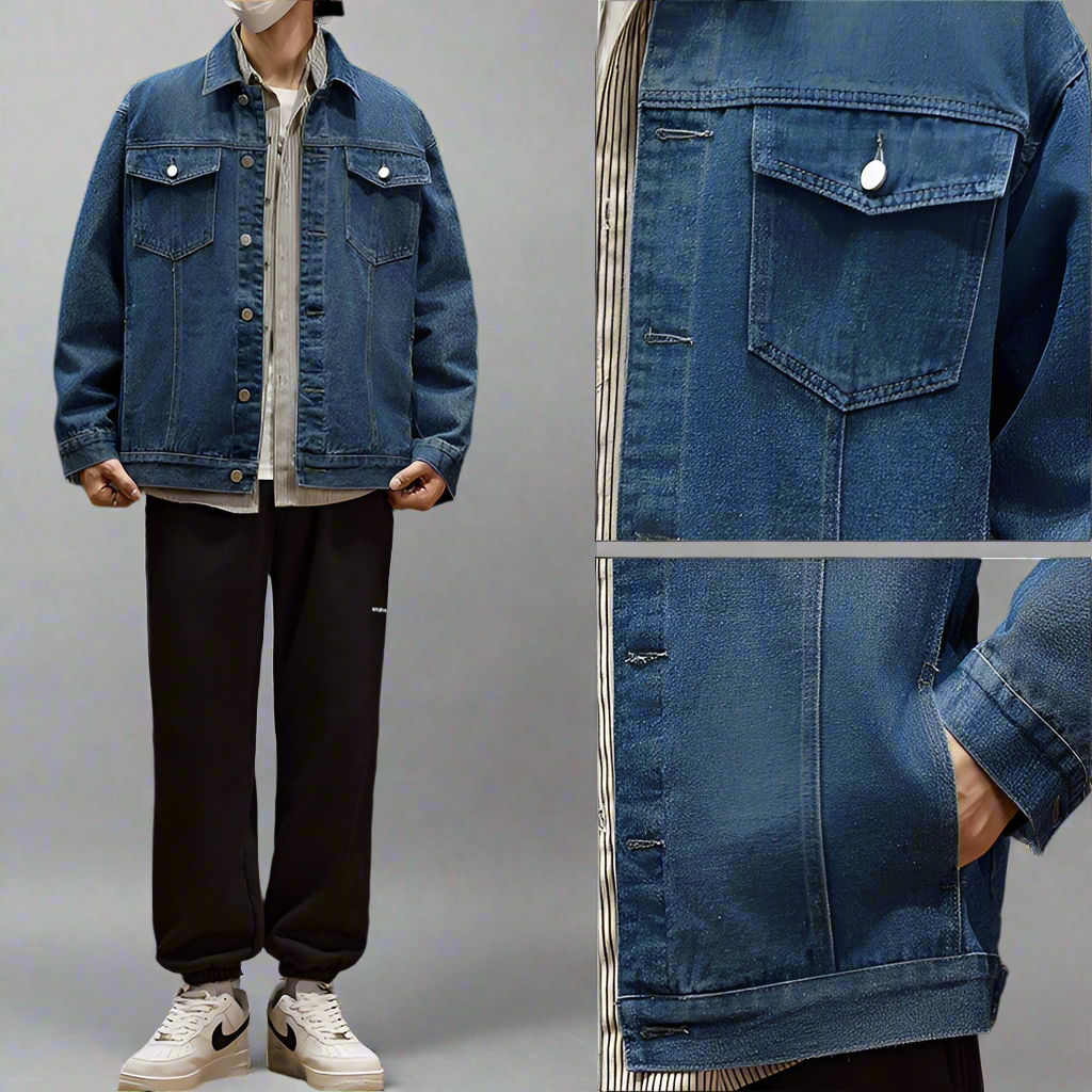 Seasonprestige Mens Warm Denim Jacket Coat