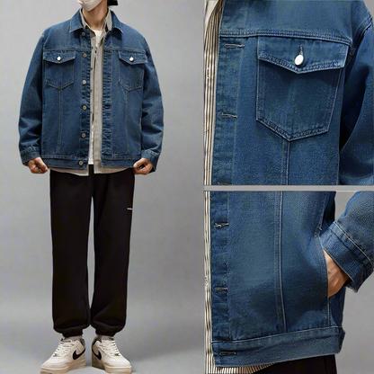 Seasonprestige Mens Warm Denim Jacket Coat