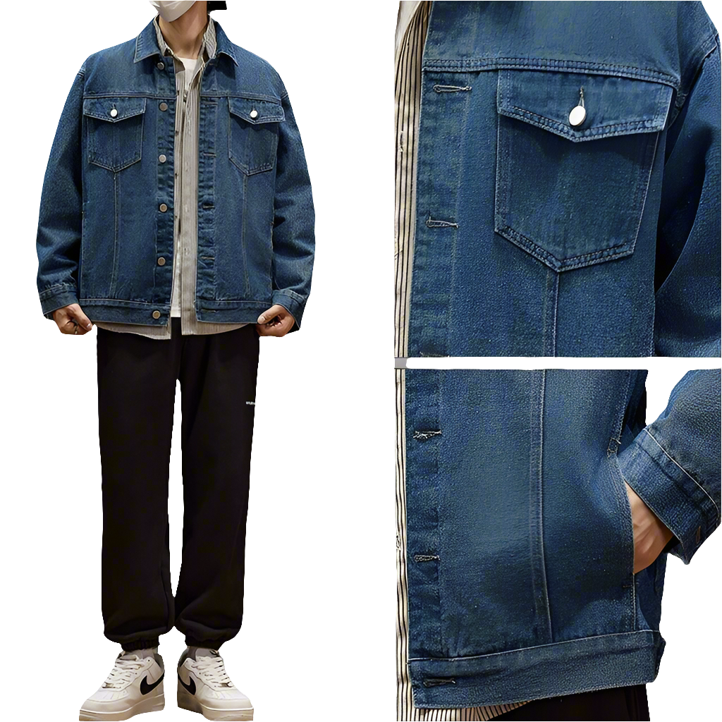Seasonprestige Mens Warm Denim Jacket Coat