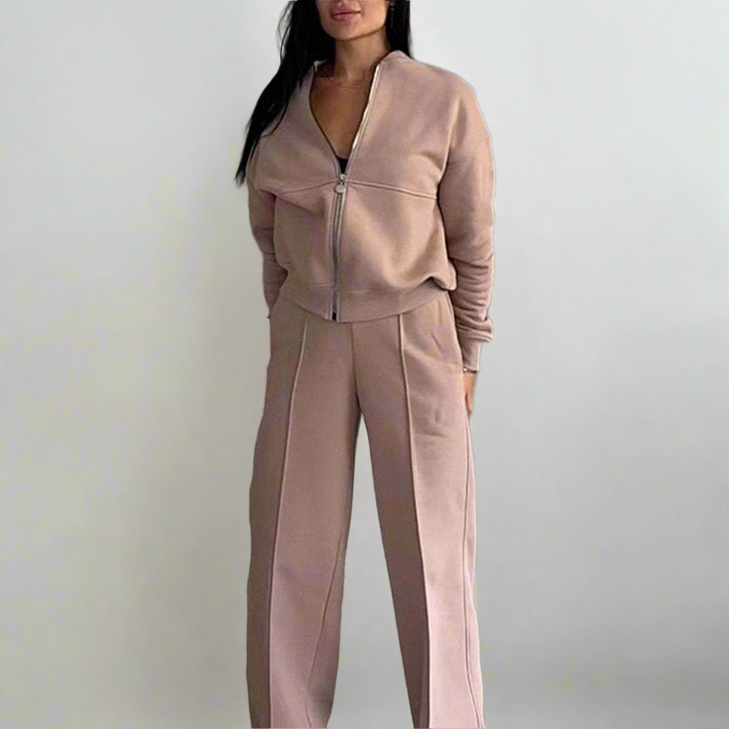 Women's Sports Suits Zipper Jacket And Wide Leg Pants Two-piece Set