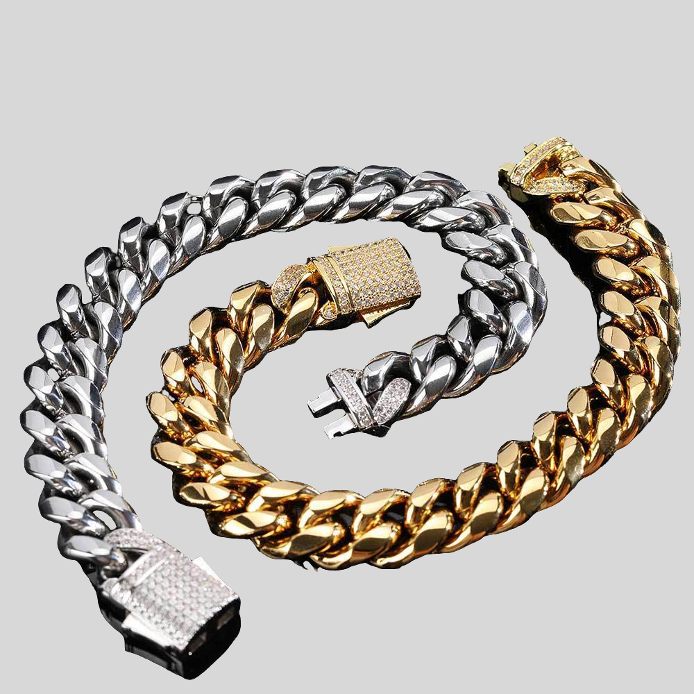 Season Prestige 18K Gold Geometric Titanium Bracelet 