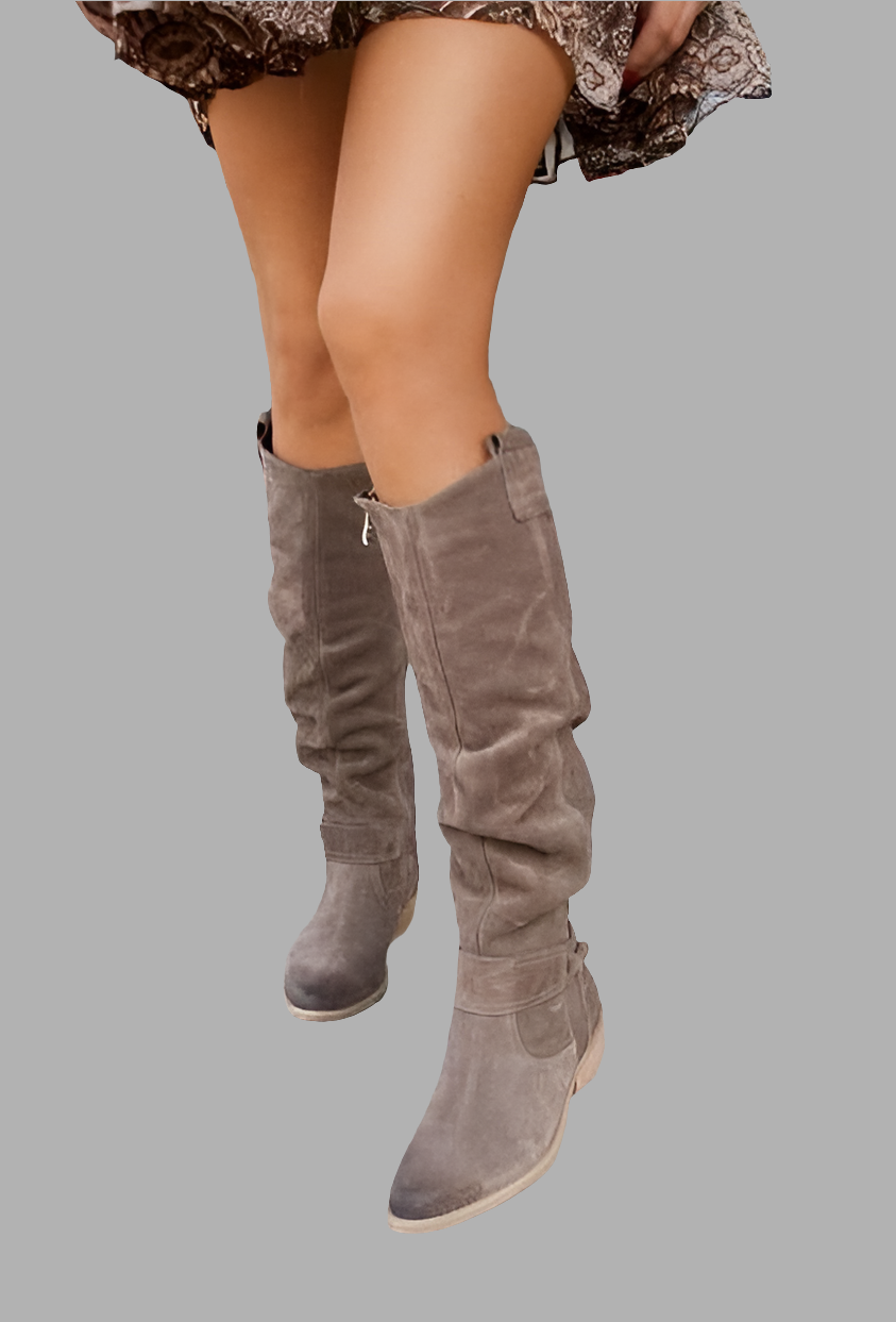 Winter low heel side zipper women's boots