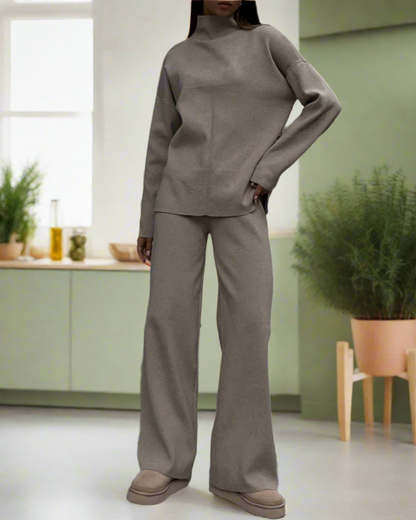 Loose Irregular Split Top and Wide Leg Pants set for Women