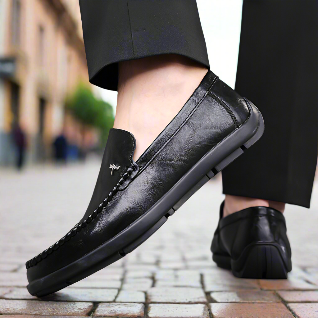 The Zenith Loafer in Black BT- 219: Trendy hand-stitched leather casual shoes  - Season Prestige 