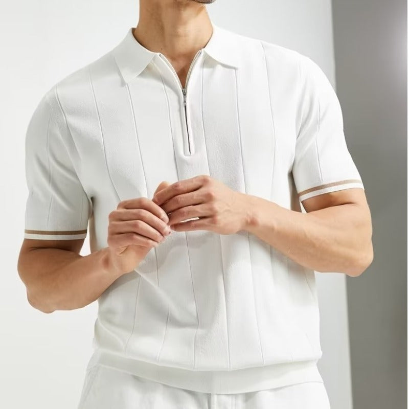 Mens Short-sleeved Polo Shirt Summer Lapel Zipper T-shirt Mens Clothing