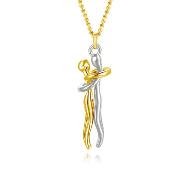 Love Hug Necklace Unisex Men Women Couple Jewelry Chain Valentines Day Gift