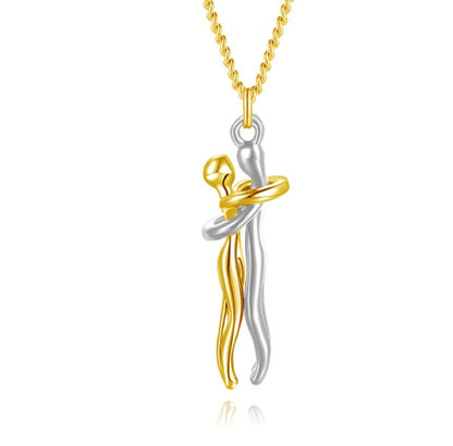 Love Hug Necklace Unisex Men Women Couple Jewelry Chain Valentines Day Gift