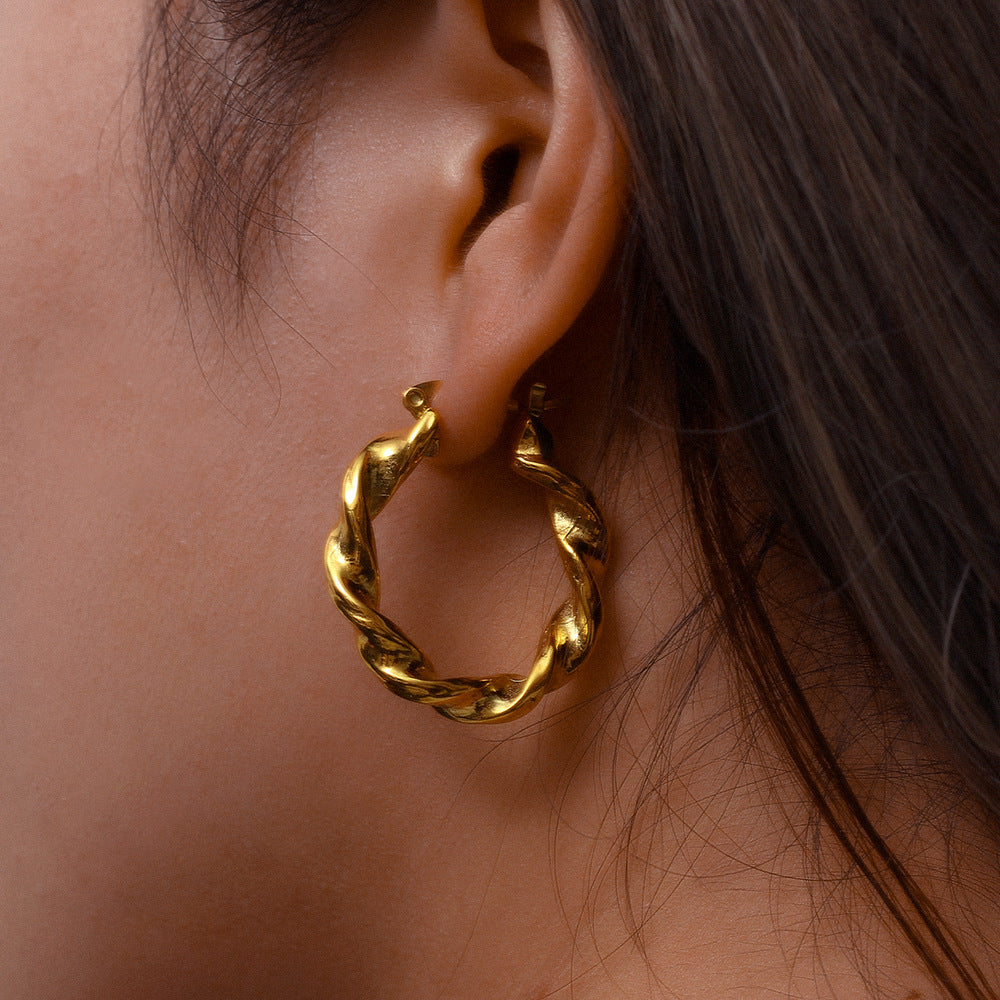 Gold Twist Earrings Season Prestige