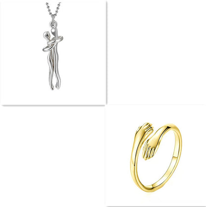 Love Hug Necklace Unisex Men Women Couple Jewelry Chain Valentines Day Gift