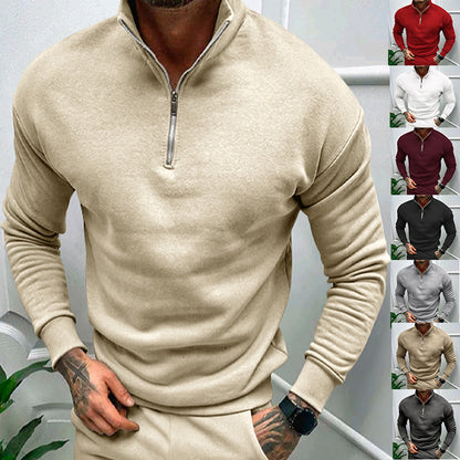 Men's Autumn And Winter Fleece-lined Long Sleeve Tops