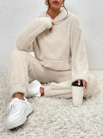 Cozy Two-piece Teddy Winter Set With hood For Women
