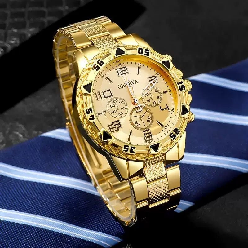 Men's Business Steel Belt Quartz Blue Light Glass Watch