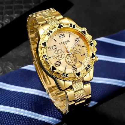 Men's Business Steel Belt Quartz Blue Light Glass Watch