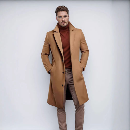 Mid-length Autumn And Winter Woolen Coat For Men