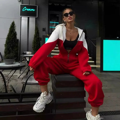 Sports Casual Contrast Color Jumpsuit For Women