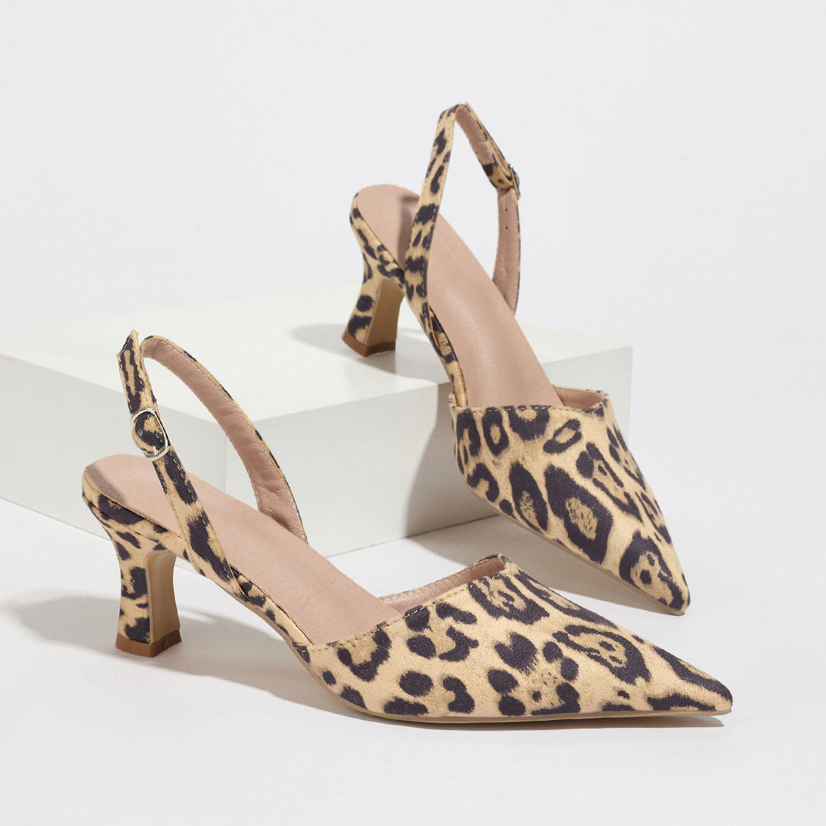Pointed Toe Backless Mid Heel Pumps | Season Prestige