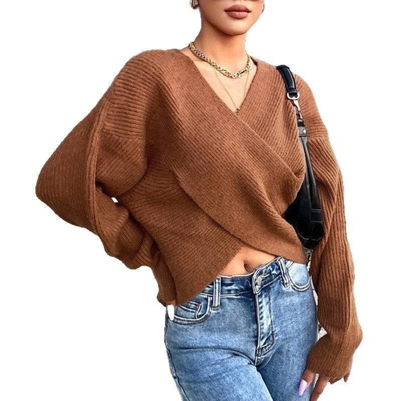 Women's Winter Loose Long-Sleeve Knitted Striped Sweater