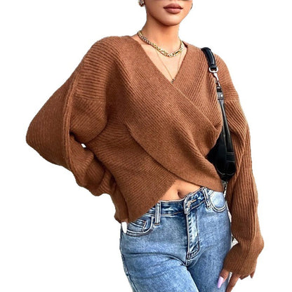 Women's Winter Loose Long-Sleeve Knitted Striped Sweater