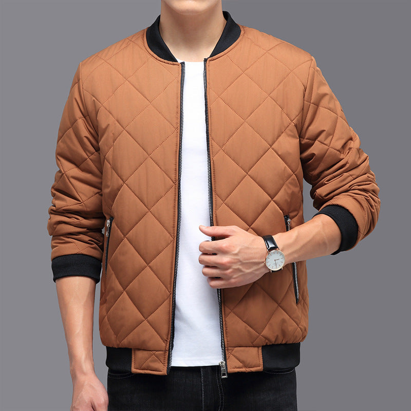 Winter Warm Thickened Baseball Jacket Casual Solid Color Outwear Clothing For Men