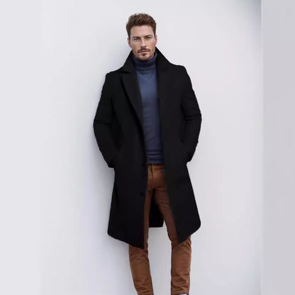 Mid-length Autumn And Winter Woolen Coat For Men