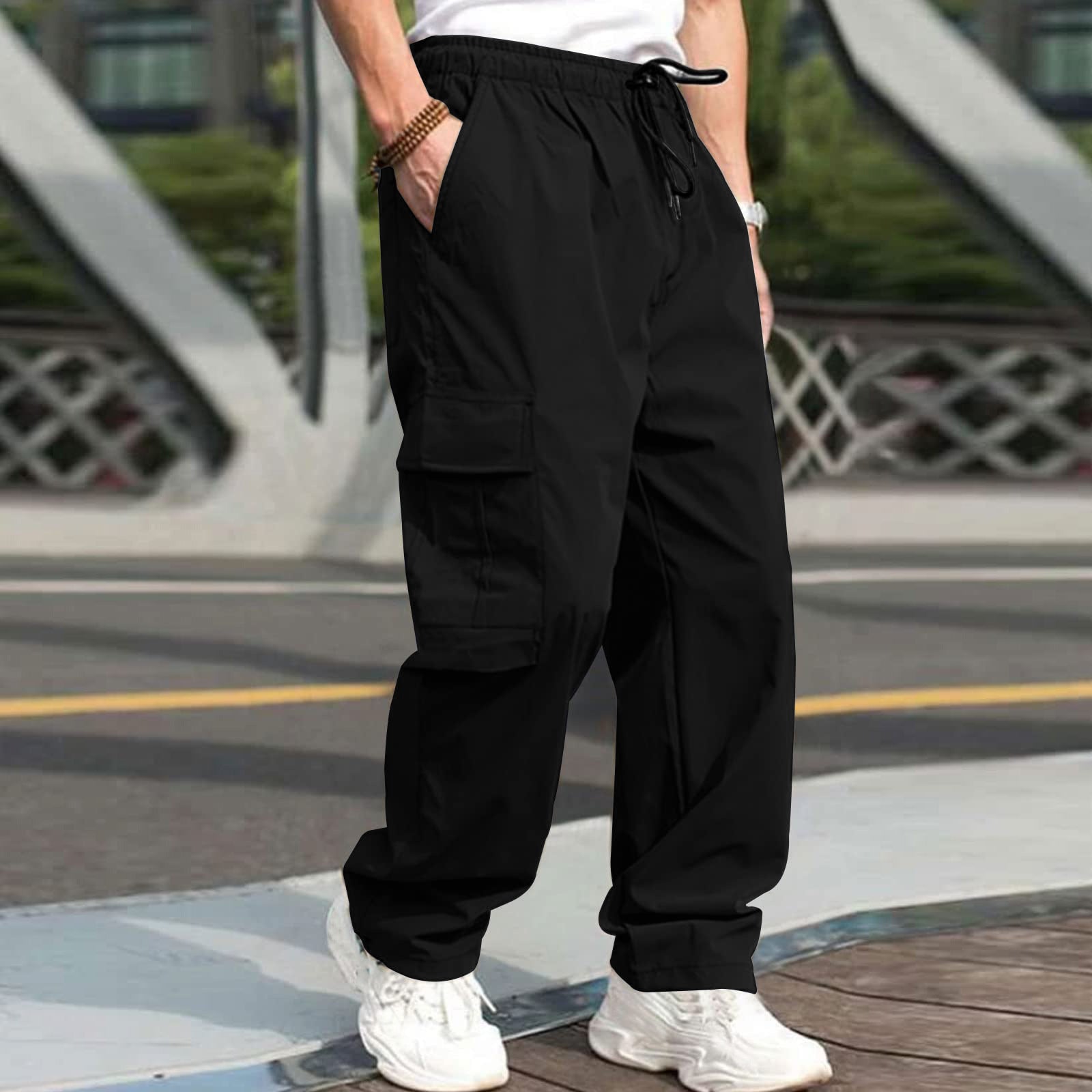 Cargo Pants For Men-Loose Straight Drawstring Trousers Season Prestige