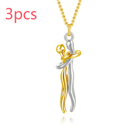 Love Hug Necklace Unisex Men Women Couple Jewelry Chain Valentines Day Gift
