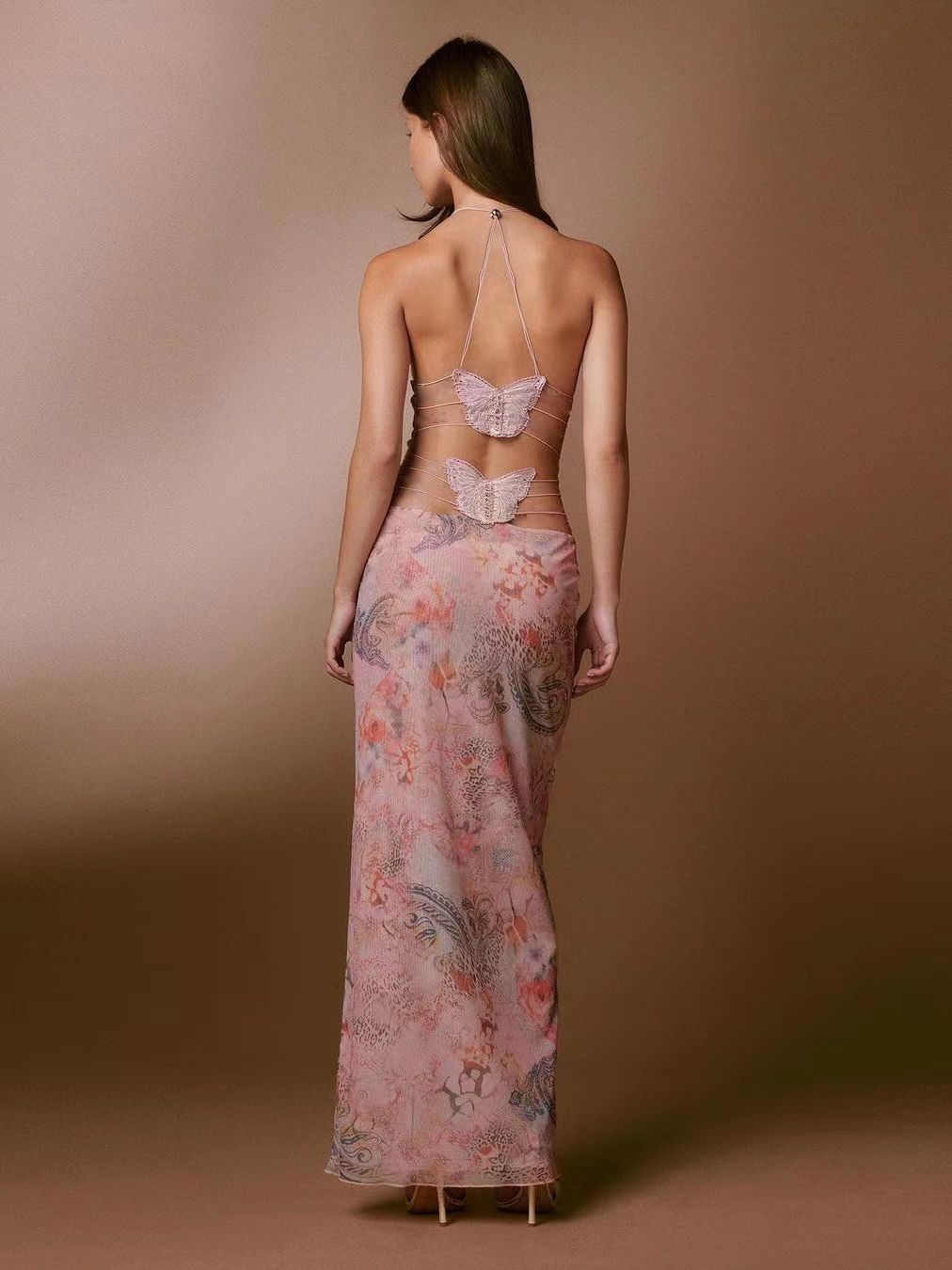 Female Spaghetti Straps Dress Sexy Butterfly Back Dress Womens Clothing Season Prestige