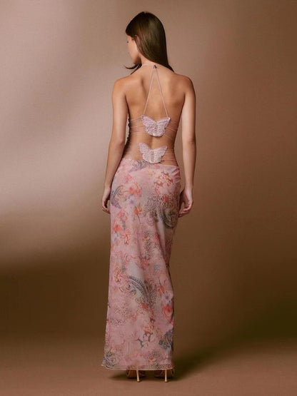 Female Spaghetti Straps Dress Sexy Butterfly Back Dress Womens Clothing Season Prestige