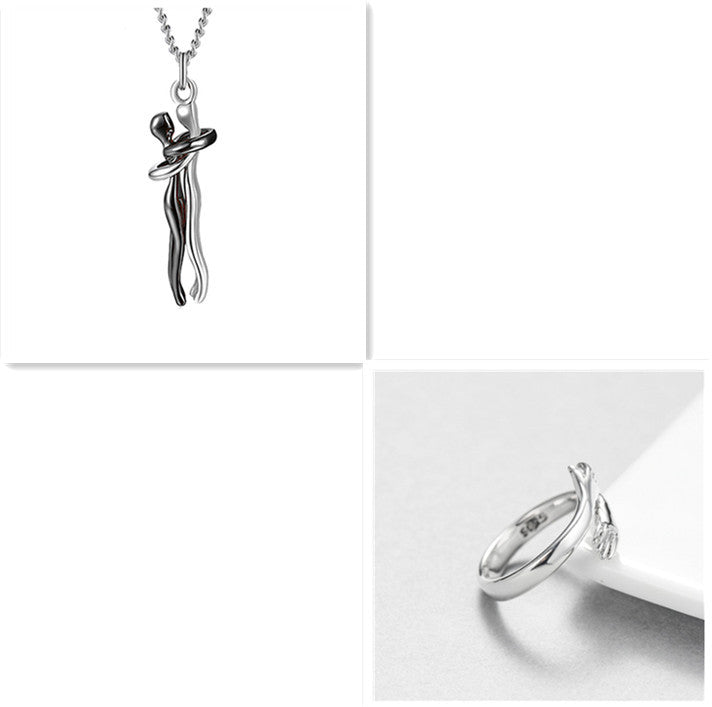 Love Hug Necklace Unisex Men Women Couple Jewelry Chain Valentines Day Gift