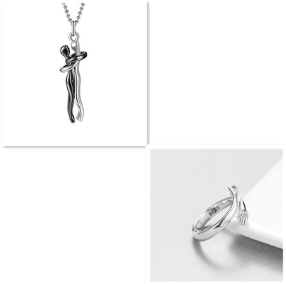 Love Hug Necklace Unisex Men Women Couple Jewelry Chain Valentines Day Gift
