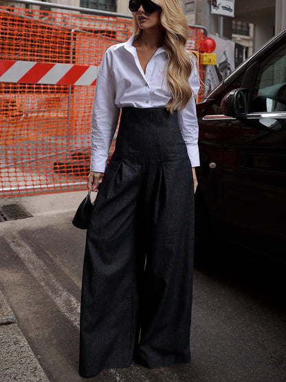 Elegant High-waist Wide-leg Jeans