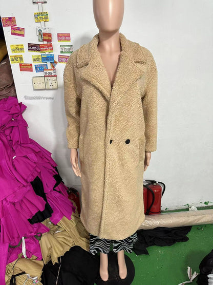 Seadonprestige Faux Fur Coat Winter Warm Thickening Long Windbreaker Women's