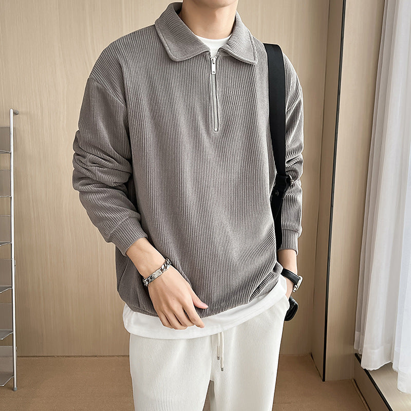 Half Zipper Polo Shirt Sweater For Men