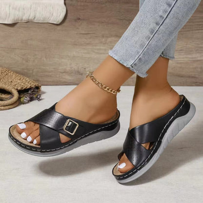 Cross-design Slippers Summer Wedges Beach Sandals Women