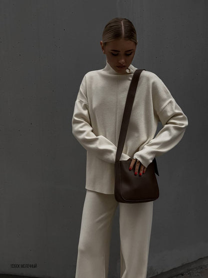 Loose Irregular Split Top and Wide Leg Pants set for Women