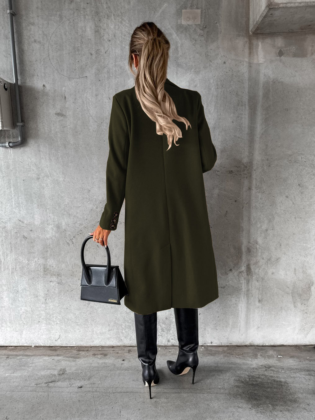 Long Sleeve Lapel Double Breasted Long Winter Coat for Women