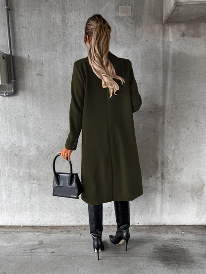 Long Sleeve Lapel Double Breasted Long Winter Coat for Women