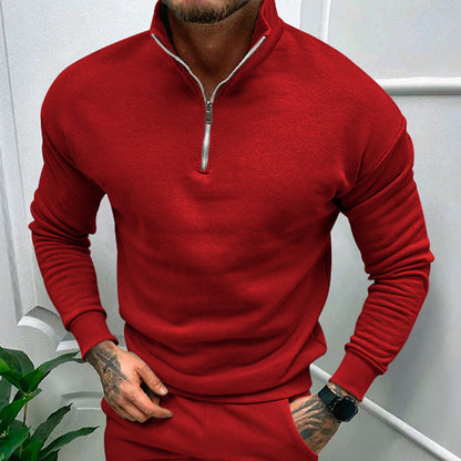 Men's Autumn And Winter Fleece-lined Long Sleeve Tops