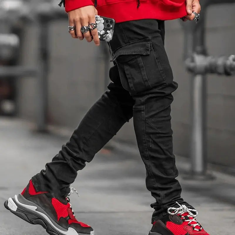 Men's Multi Pocket Cargo pants Jeans trousers